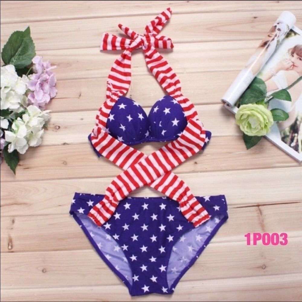 Sexy Stars & Stripes 1-Piece Tie-up Push-Up
